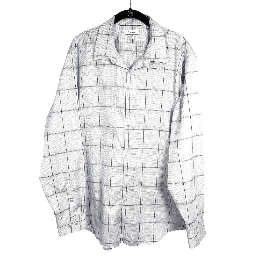 Calvin Klein Mens 17.5 34/35 Infinite Non-Iron Slim Fit Stretch Collar Shirt
